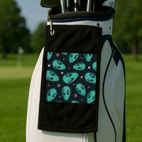 Space Alien Pattern Golf Towel