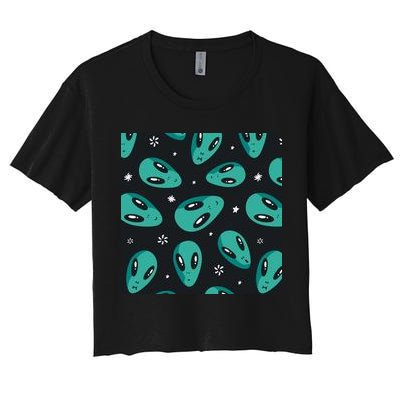 Space Alien Pattern Crop Top