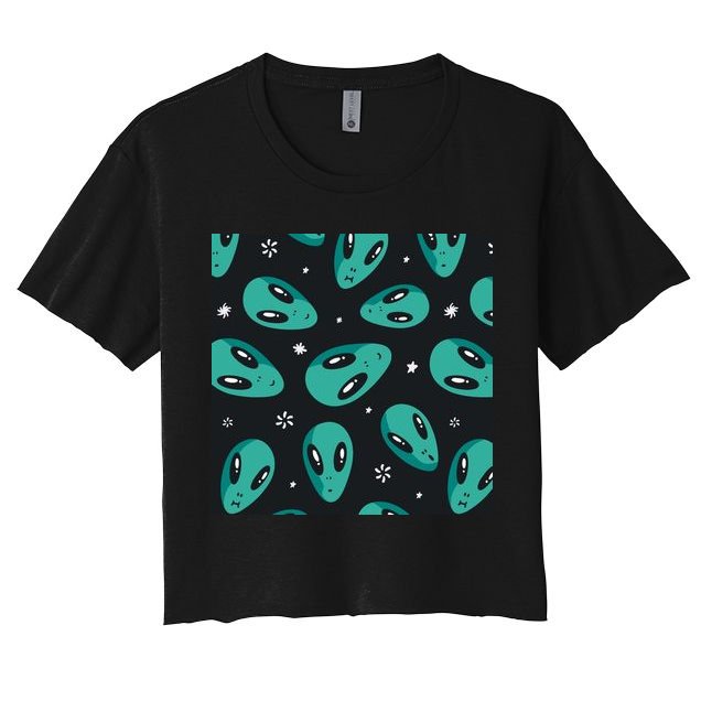 Space Alien Pattern Crop Top