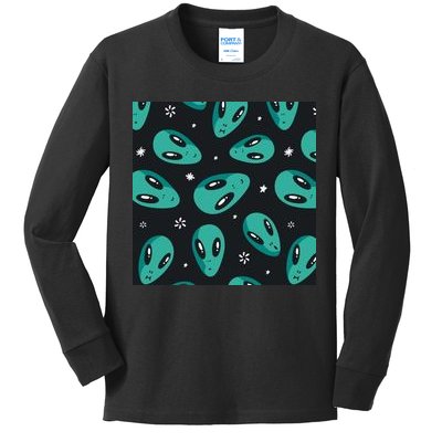 Space Alien Pattern Kids Long Sleeve Shirt