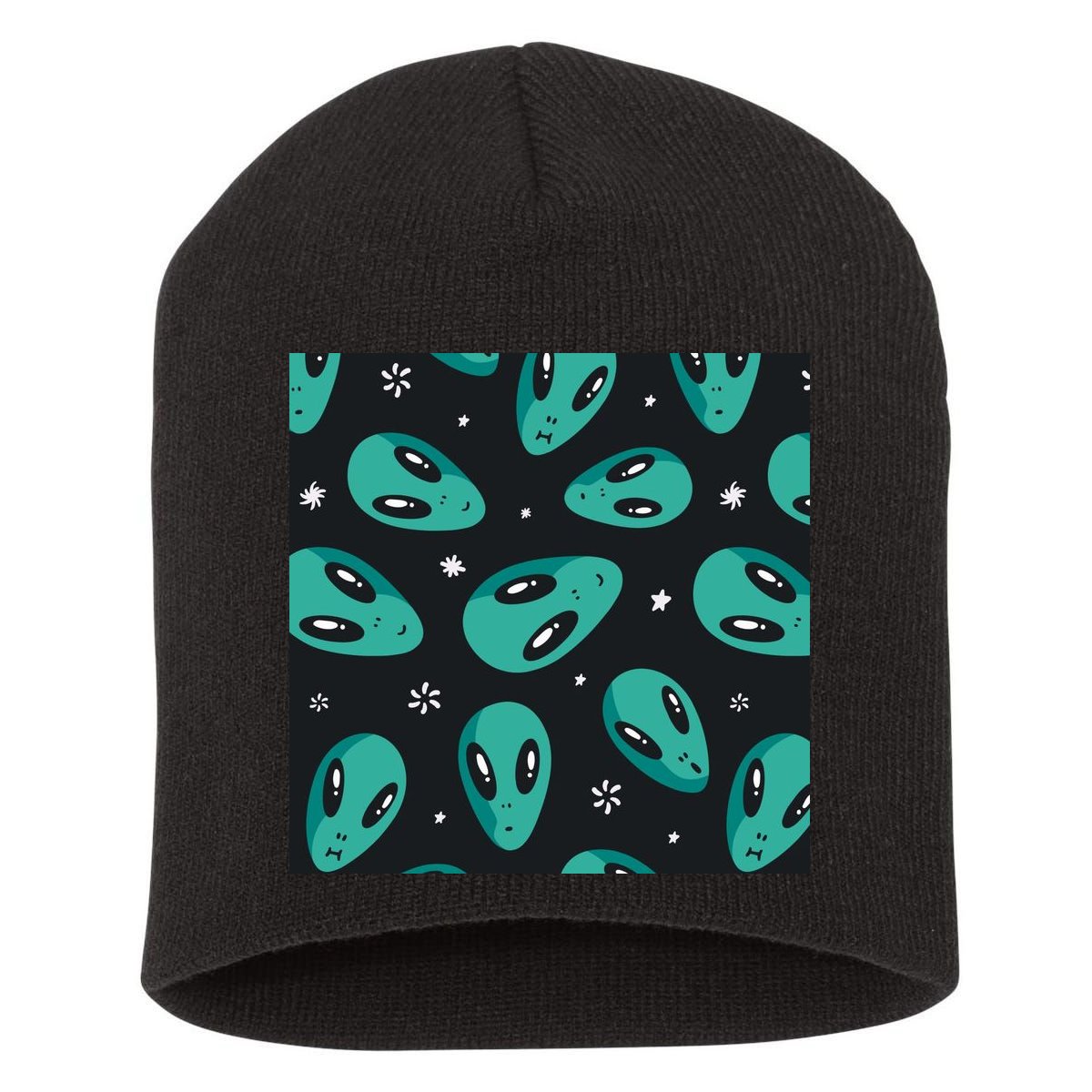 Space Alien Pattern Short Acrylic Beanie