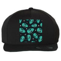 Space Alien Pattern Wool Snapback Cap