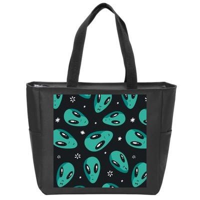 Space Alien Pattern Zip Tote Bag