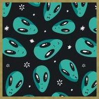 Space Alien Pattern Garment-Dyed Women's Muscle Tee