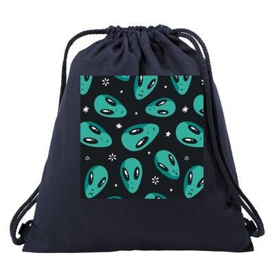 Space Alien Pattern Drawstring Bag