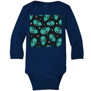 Space Alien Pattern Baby Long Sleeve Bodysuit