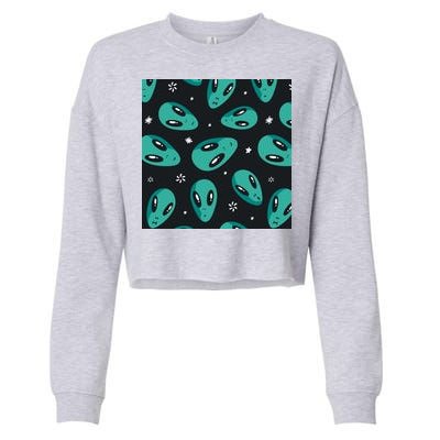 Space Alien Pattern Cropped Pullover Crew