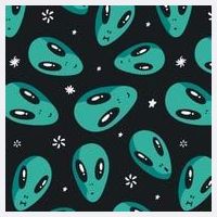 Space Alien Pattern Garment-Dyed Sweatshirt