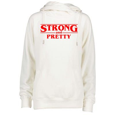 Strong And Pretty Cute Gift Funny Fitness Workout Present Cute Gift Womens Funnel Neck Pullover Hood