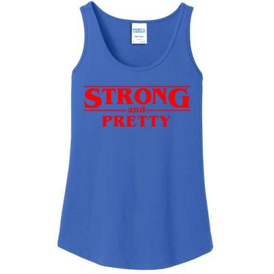 Strong And Pretty Cute Gift Funny Fitness Workout Present Cute Gift Ladies Essential Tank