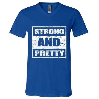 Strong And Pretty Great Gift Strong Workout Gym Gift 132 Gift V-Neck T-Shirt