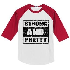 Strong And Pretty Great Gift Strong Workout Gym Gift 132 Gift Kids Colorblock Raglan Jersey