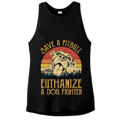 Save A Pitbull Euthanize A Dog Fighter Pitbull Lovers Ladies PosiCharge Tri-Blend Wicking Tank