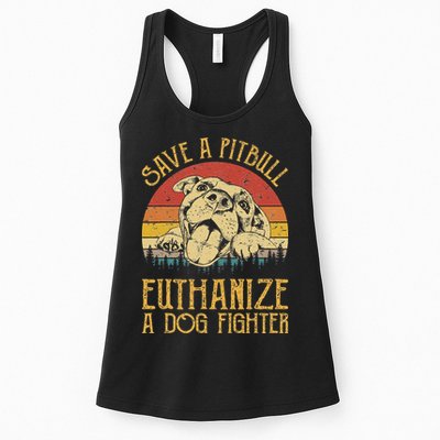 Save A Pitbull Euthanize A Dog Fighter Pitbull Lovers Womens Tank Top