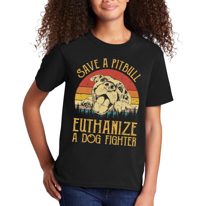 Save A Pitbull Euthanize A Dog Fighter Pitbull Lovers Kids T-Shirt