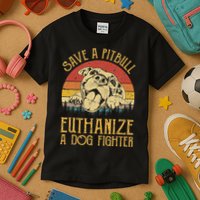 Save A Pitbull Euthanize A Dog Fighter Pitbull Lovers Kids T-Shirt
