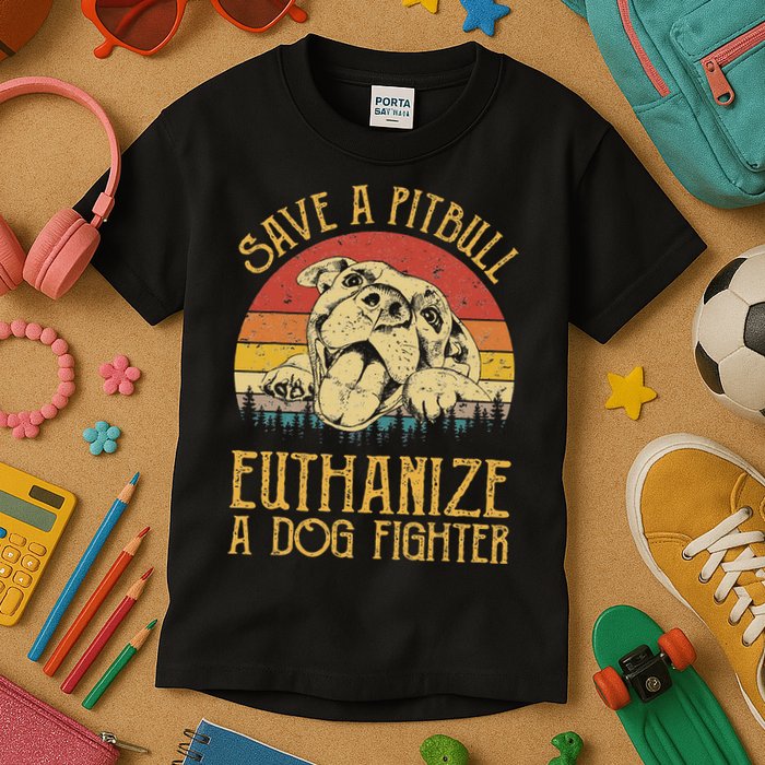 Save A Pitbull Euthanize A Dog Fighter Pitbull Lovers Kids T-Shirt
