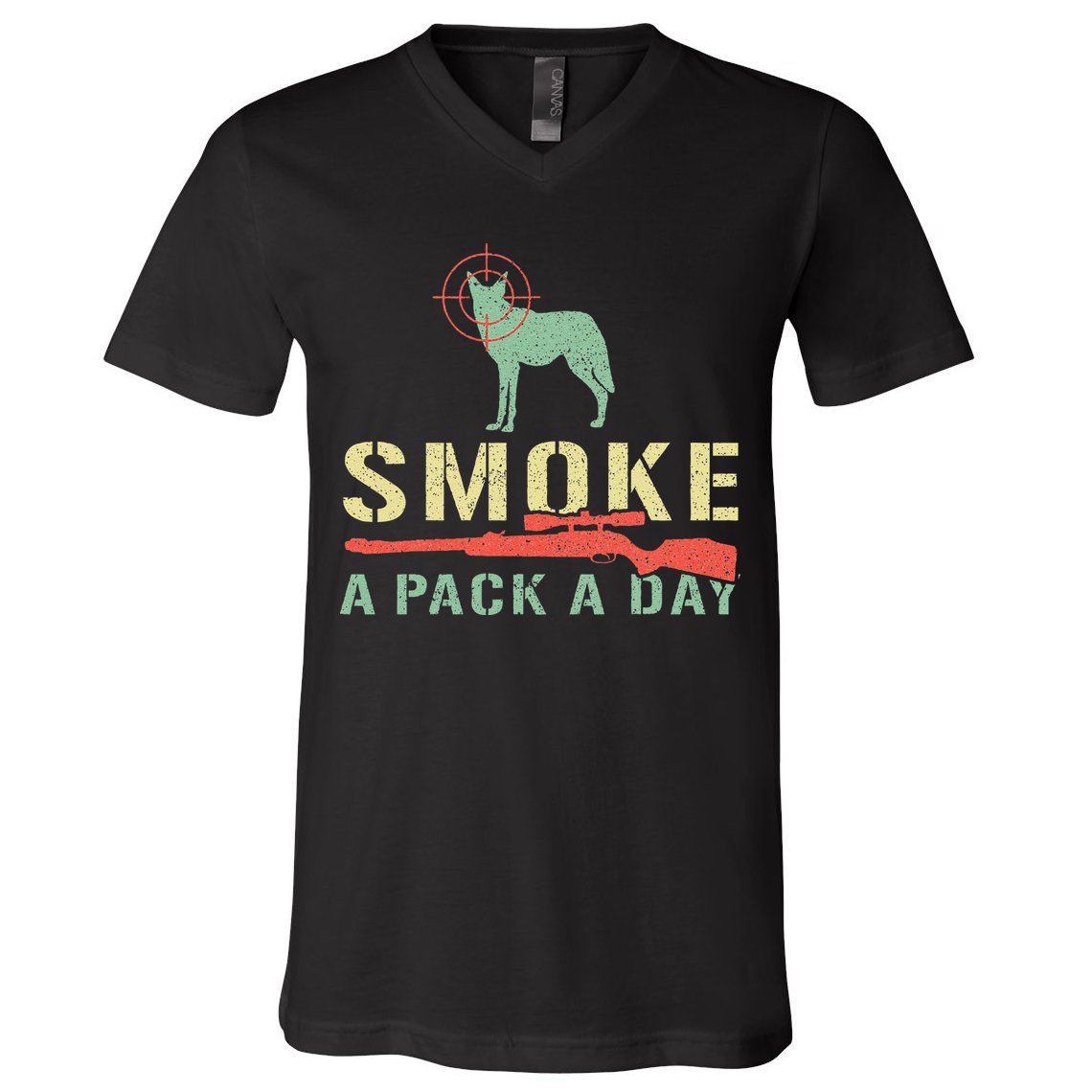 Smoke A Pack A Day Coyote Hunting V-Neck T-Shirt