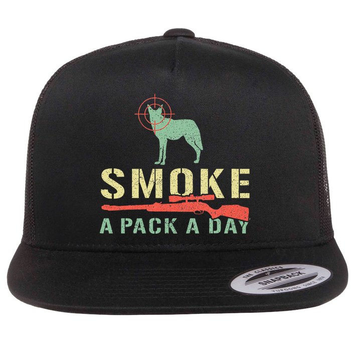 Smoke A Pack A Day Coyote Hunting Flat Bill Trucker Hat