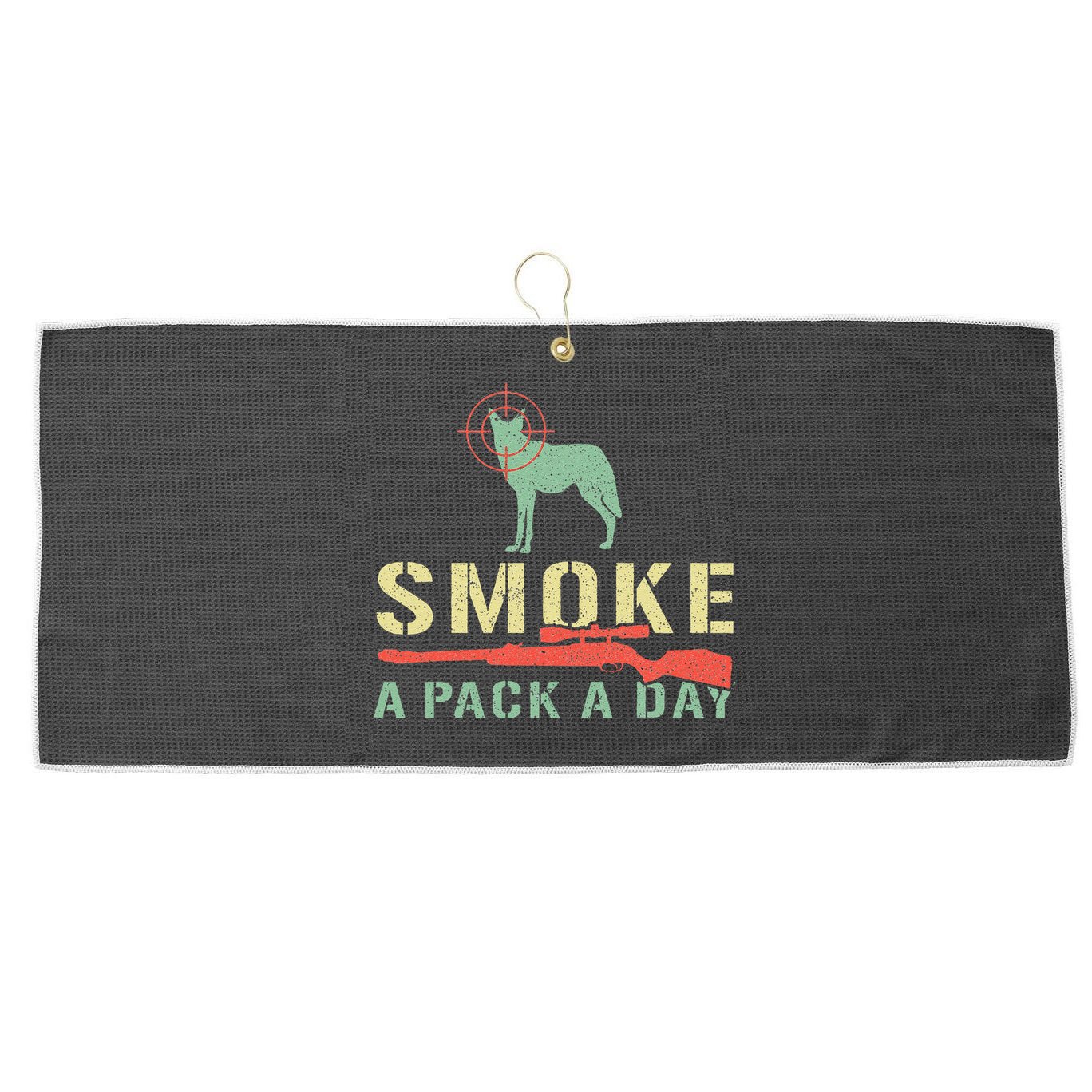 Smoke A Pack A Day Coyote Hunting Large Microfiber Waffle Golf Towel