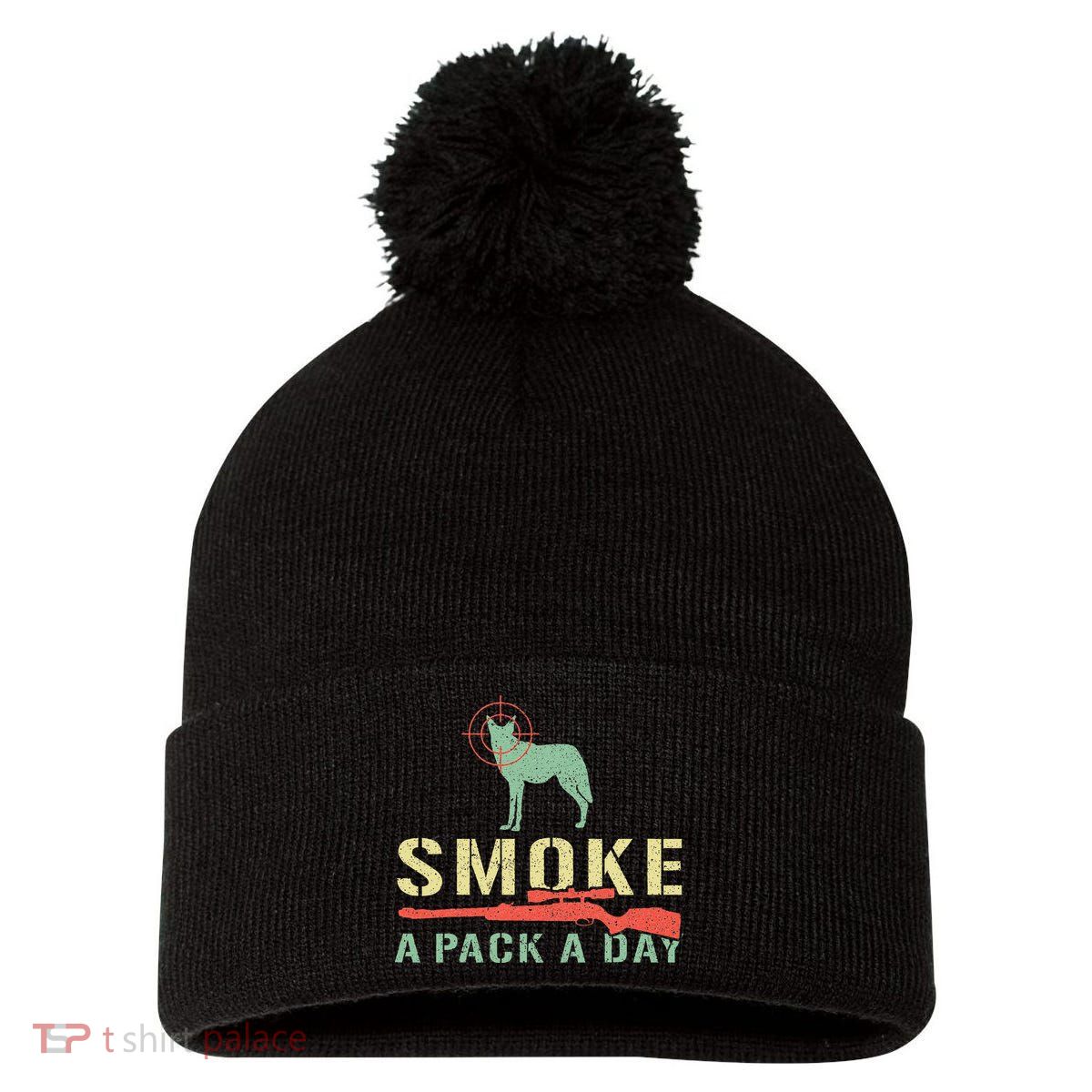 Smoke A Pack A Day Coyote Hunting Pom Pom 12in Knit Beanie