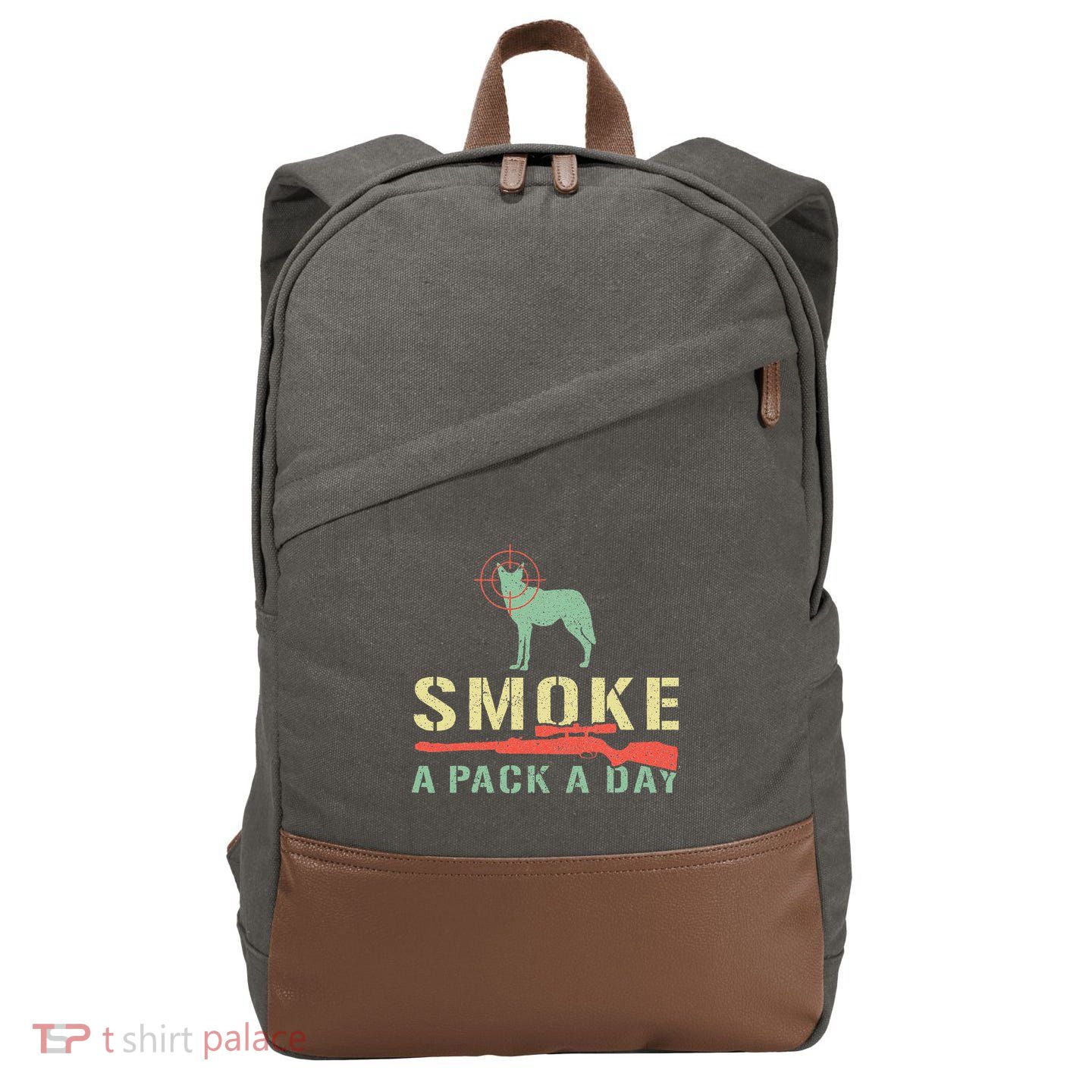 Smoke A Pack A Day Coyote Hunting Cotton Canvas Backpack