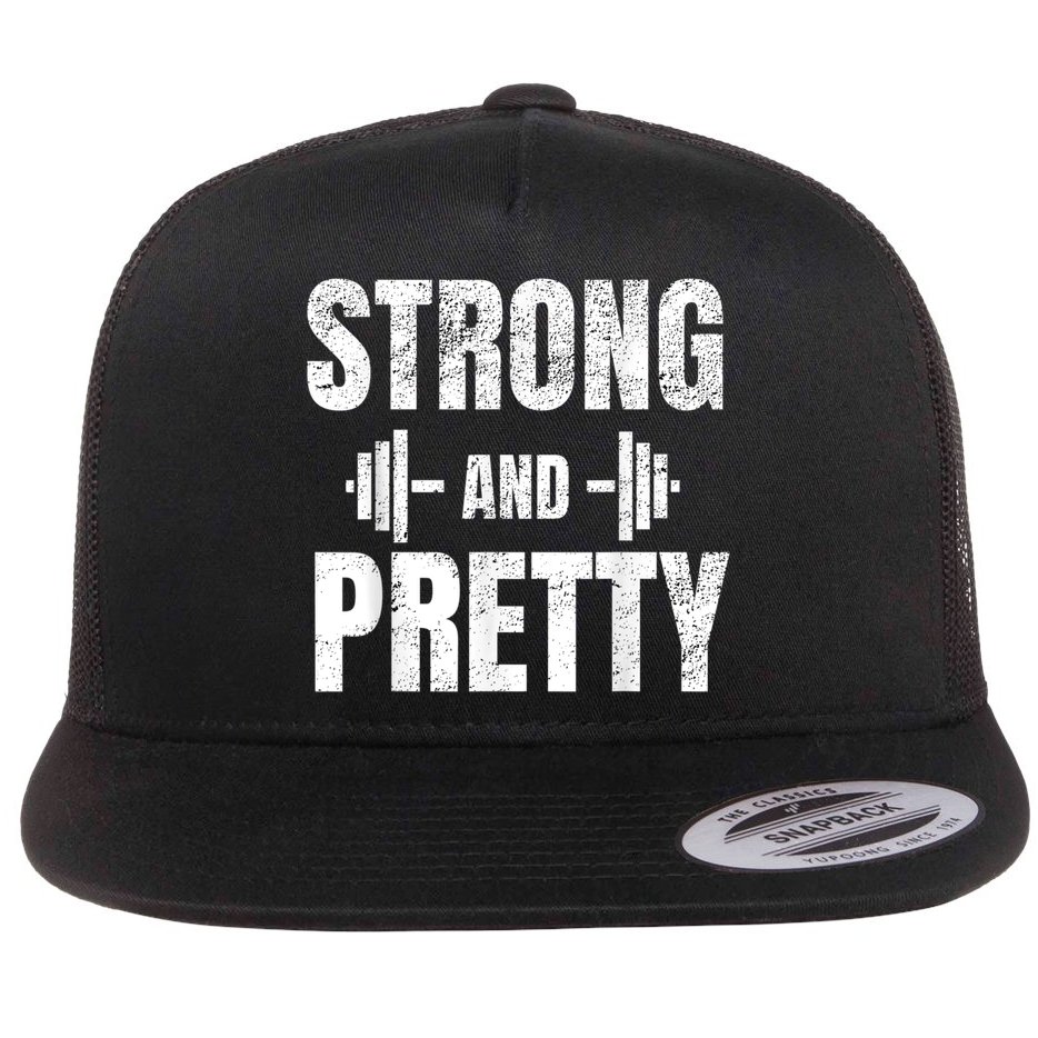 Strong And Pretty Gym Strongman Workout Fitness Flat Bill Trucker Hat
