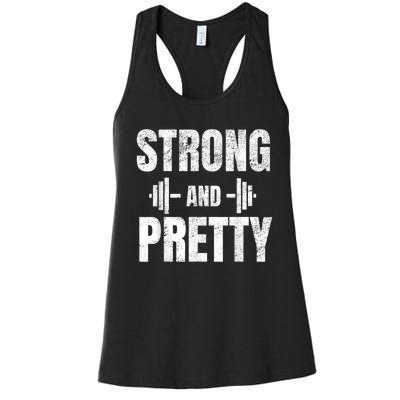 Strong And Pretty Gym Strongman Workout Fitness Women's Racerback Tank