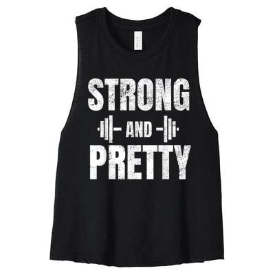 Strong And Pretty Gym Strongman Workout Fitness Women's Racerback Cropped Tank