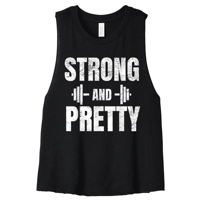 Strong And Pretty Gym Strongman Workout Fitness Women's Racerback Cropped Tank