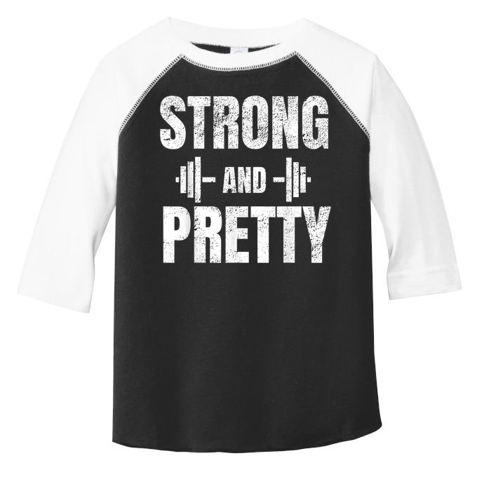 Strong And Pretty Gym Strongman Workout Fitness Toddler Fine Jersey T-Shirt