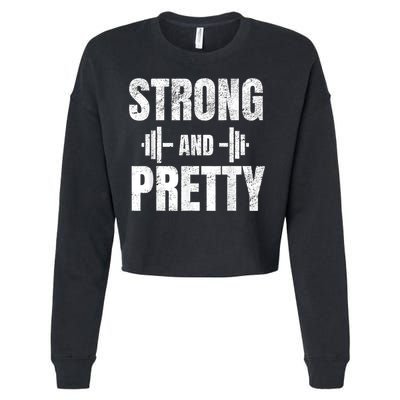 Strong And Pretty Gym Strongman Workout Fitness Cropped Pullover Crew