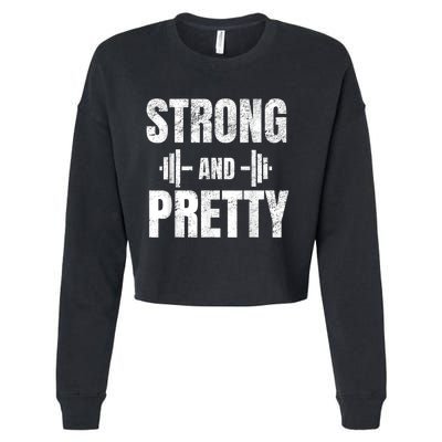 Strong And Pretty Gym Strongman Workout Fitness Cropped Pullover Crew