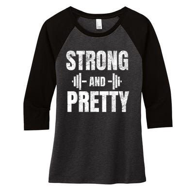 Strong And Pretty Gym Strongman Workout Fitness Women's Tri-Blend 3/4-Sleeve Raglan Shirt