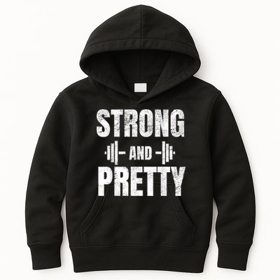 Strong And Pretty Gym Strongman Workout Fitness Kids Hoodie