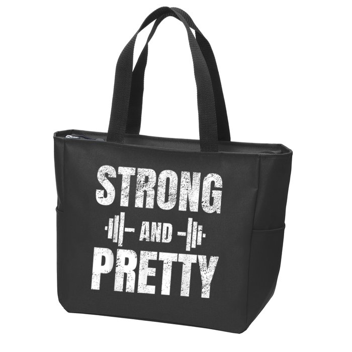 Strong And Pretty Gym Strongman Workout Fitness Zip Tote Bag