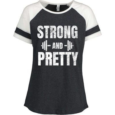 Strong And Pretty Gym Strongman Workout Fitness Enza Ladies Jersey Colorblock Tee