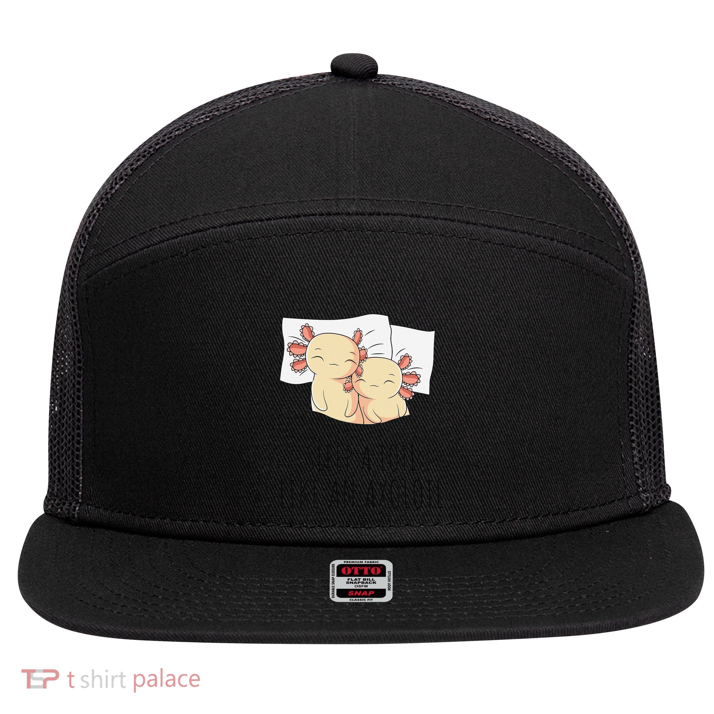 Sleeping Axolotl Pajama Mexican Salamander Lover Napping  7 Panel Mesh Trucker Snapback Hat