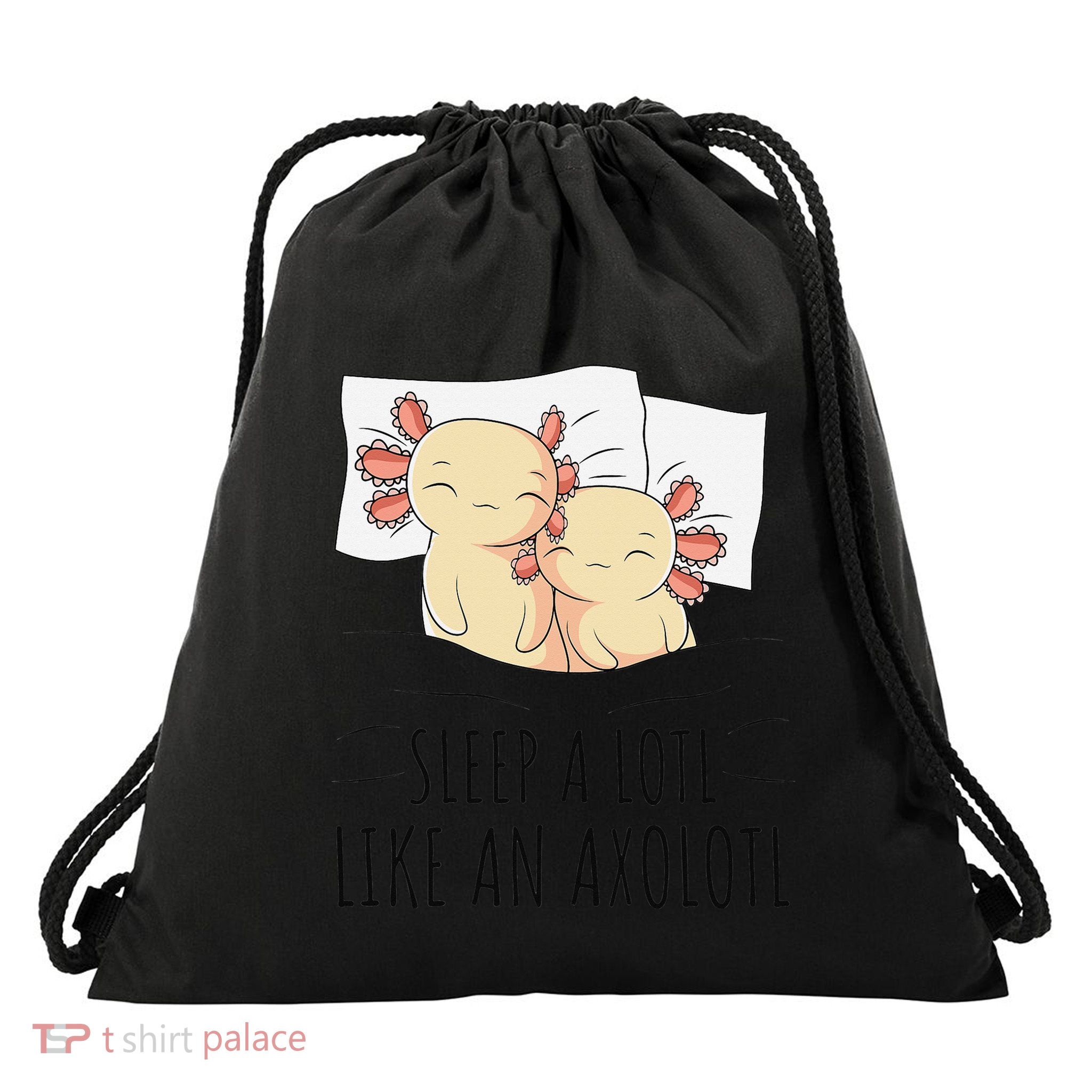 Sleeping Axolotl Pajama Mexican Salamander Lover Napping  Drawstring Bag