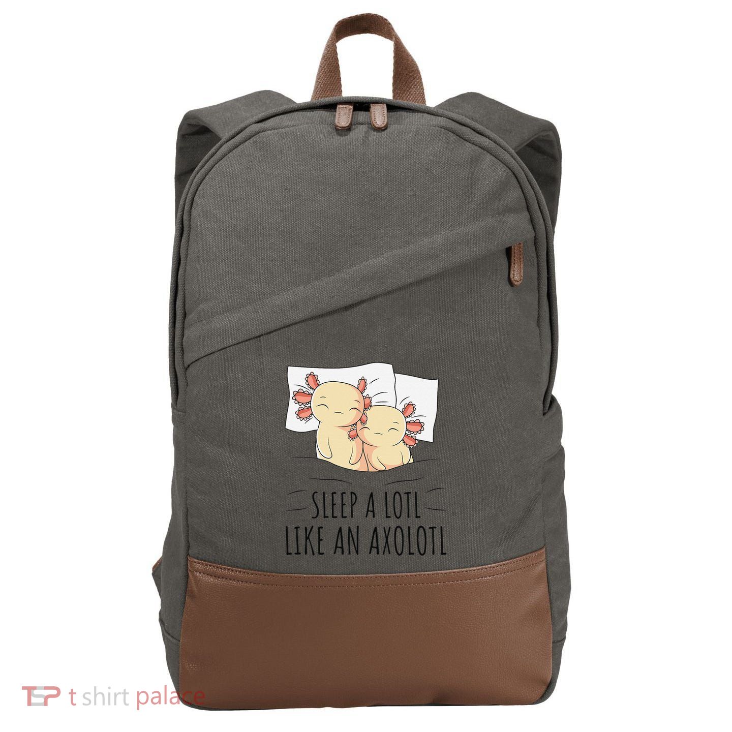 Sleeping Axolotl Pajama Mexican Salamander Lover Napping  Cotton Canvas Backpack