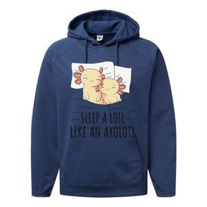 Sleeping Axolotl Pajama Mexican Salamander Lover Napping  Performance Fleece Hoodie