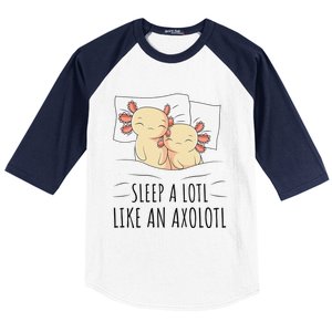 Sleeping Axolotl Pajama Mexican Salamander Lover Napping  Baseball Sleeve Shirt