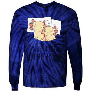 Sleeping Axolotl Pajama Mexican Salamander Lover Napping  Tie-Dye Long Sleeve Shirt