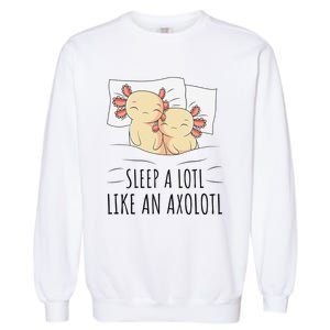 Sleeping Axolotl Pajama Mexican Salamander Lover Napping  Garment-Dyed Sweatshirt