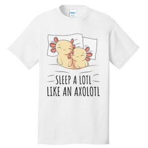 Sleeping Axolotl Pajama Mexican Salamander Lover Napping  Tall T-Shirt