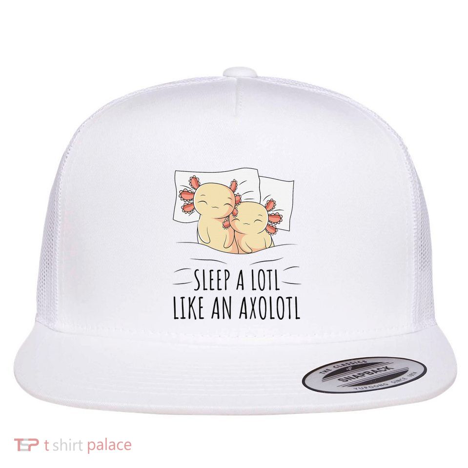 Sleeping Axolotl Pajama Mexican Salamander Lover Napping  Flatbill Hat