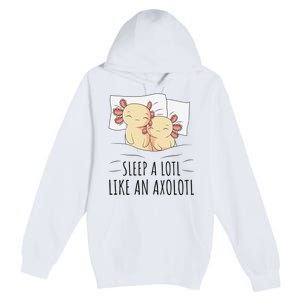 Sleeping Axolotl Pajama Mexican Salamander Lover Napping  Premium Pullover Hoodie