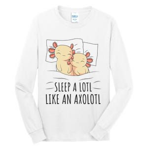 Sleeping Axolotl Pajama Mexican Salamander Lover Napping  Tall Long Sleeve T-Shirt