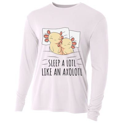 Sleeping Axolotl Pajama Mexican Salamander Lover Napping  Cooling Performance Long Sleeve Crew