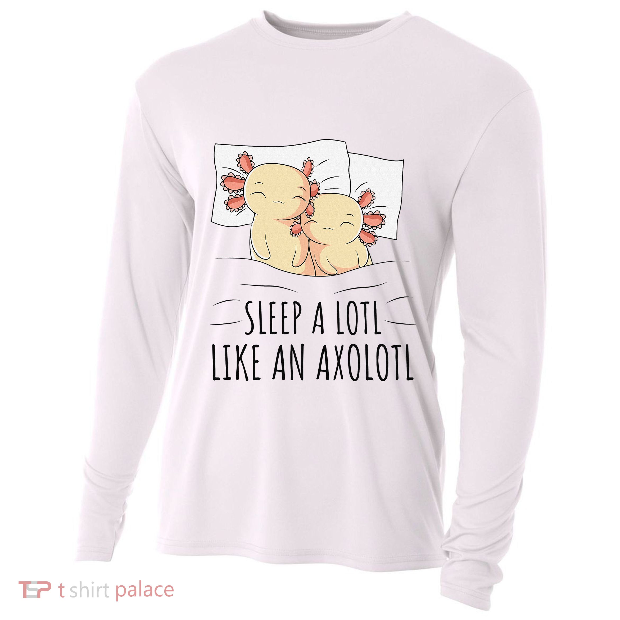 Sleeping Axolotl Pajama Mexican Salamander Lover Napping  Cooling Performance Long Sleeve Crew